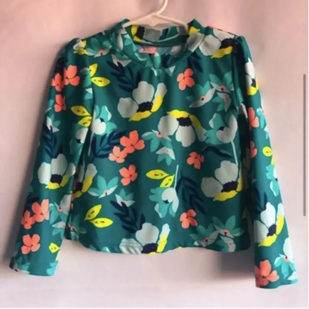 Carter's Simple Joys Floral Long Sleeve Swim Rashguard Top